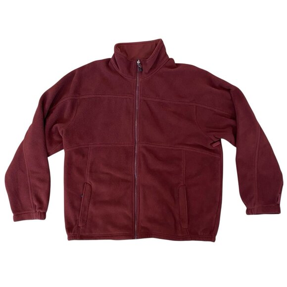 LL BEAN Men's Full Zip Fleece Maroon Red Sweater Sweatshirt XL 265276 - Picture 1 of 5